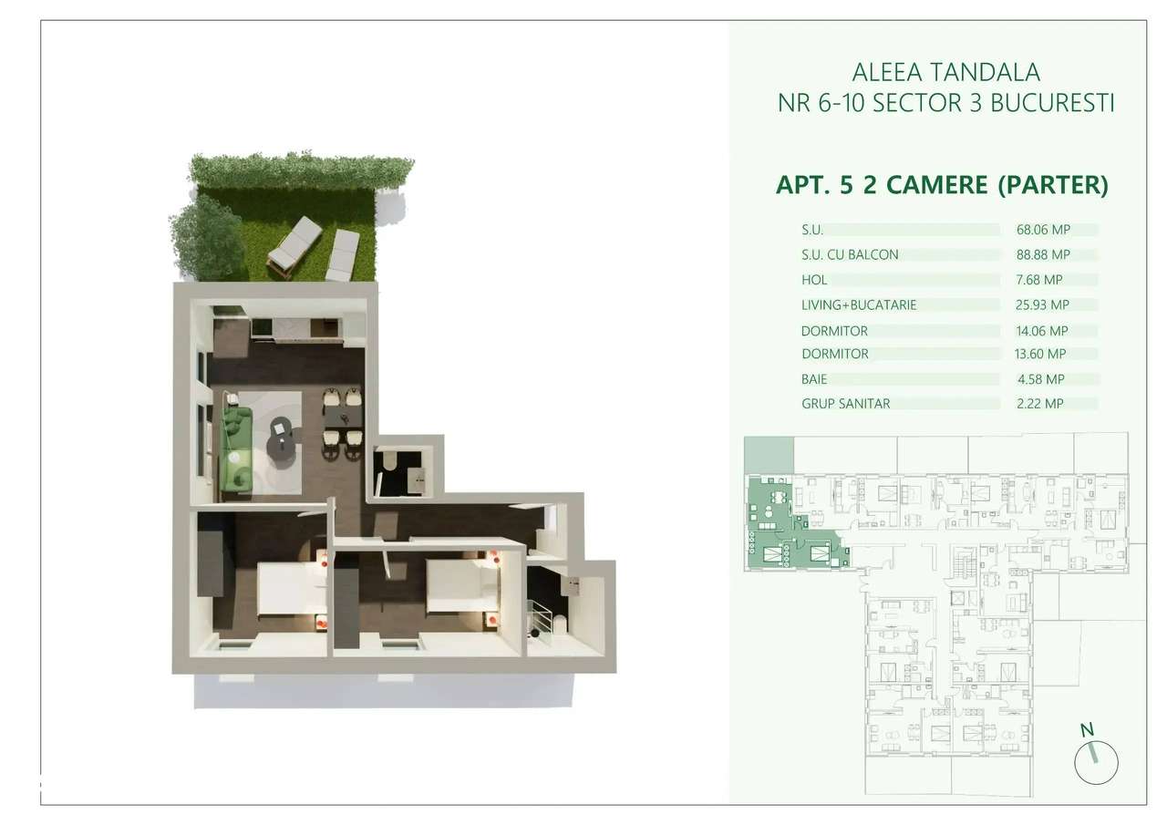 Apartament 3 Camere | Curte | 0 Comision | Metrou Mihai Bravu | - Imagine principală: 5/9