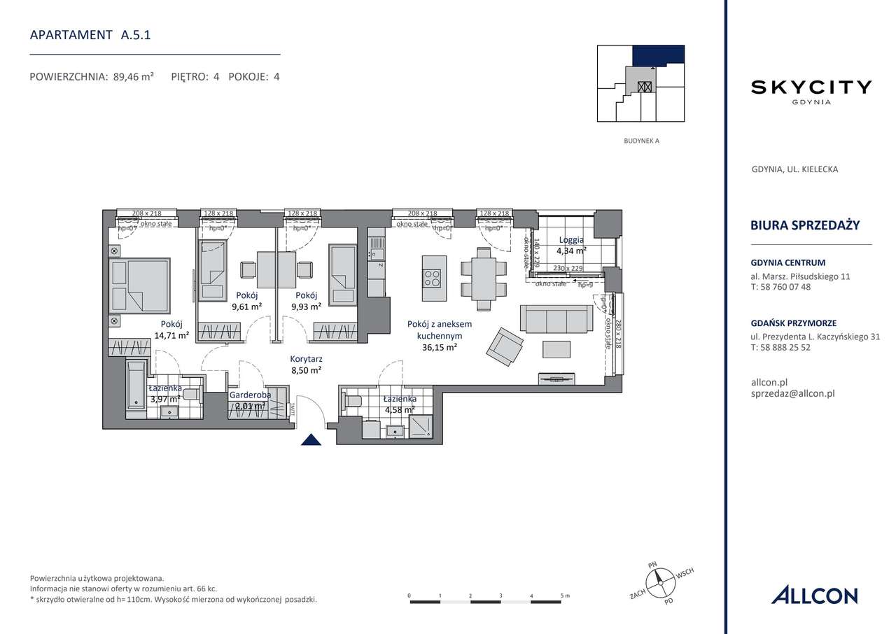 4-pokojowe mieszkanie 89m2 + loggia - Pełny obrazek: 2/7