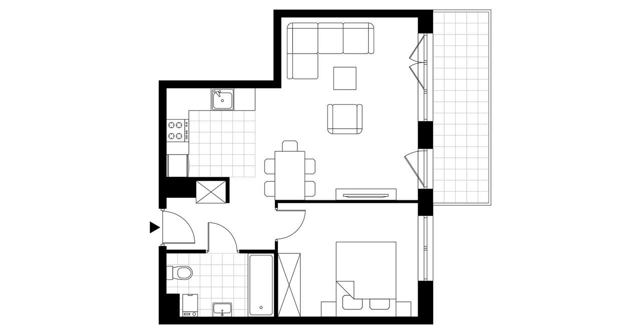 2-pokojowe mieszkanie 45m2 + balkon Bezpośrednio - Pełny obrazek: 3/8
