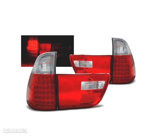 FAROLINS TRASEIROS LED PARA BMW X5 99-06 VERMELHO BRANCO - 1