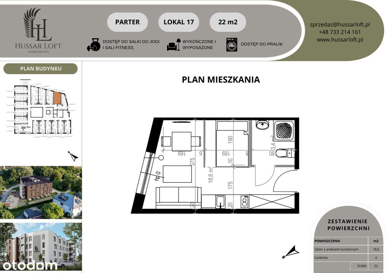 1-pokojowe mieszkanie 22m2 Bez Prowizji - Pełny obrazek: 3/5