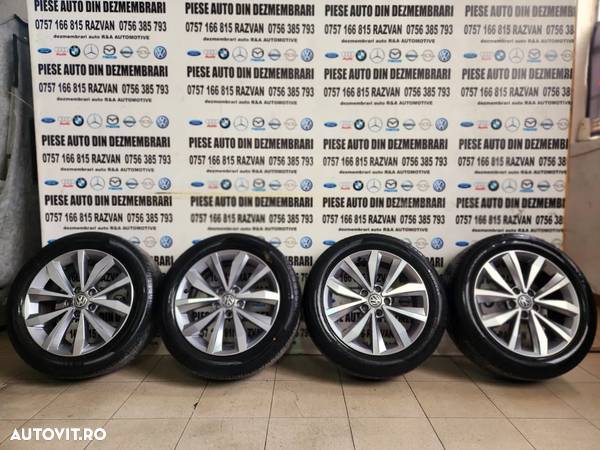 Set Jante Aluminiu R17 Vw T Roc T Cross Caddy Jetta Golf Tiguan Touran Scirocco Etc Cu Anvelope Vara Pirelli Dot 1318 - Dezmembrari Arad - 2