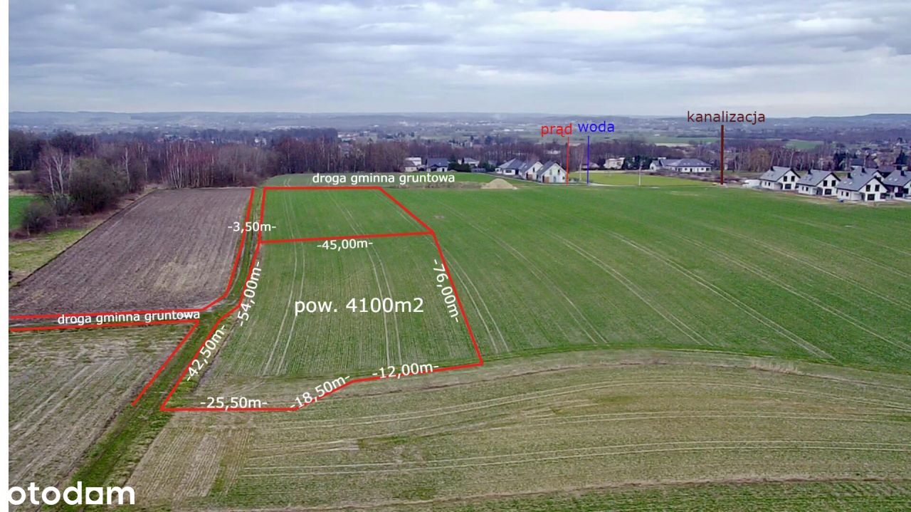 Działka usługowa 4130 m2 Facimiech koło Skawiny