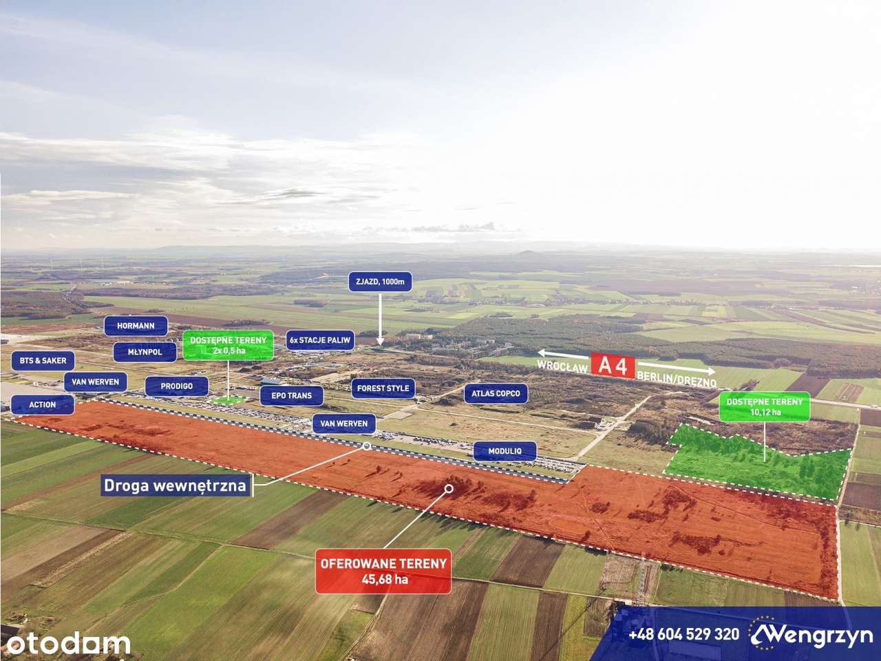 Autostrada A4, teren inwestycyjny 45,68 ha z PNB! media,idealny dojazd - Pełny obrazek: 5/13