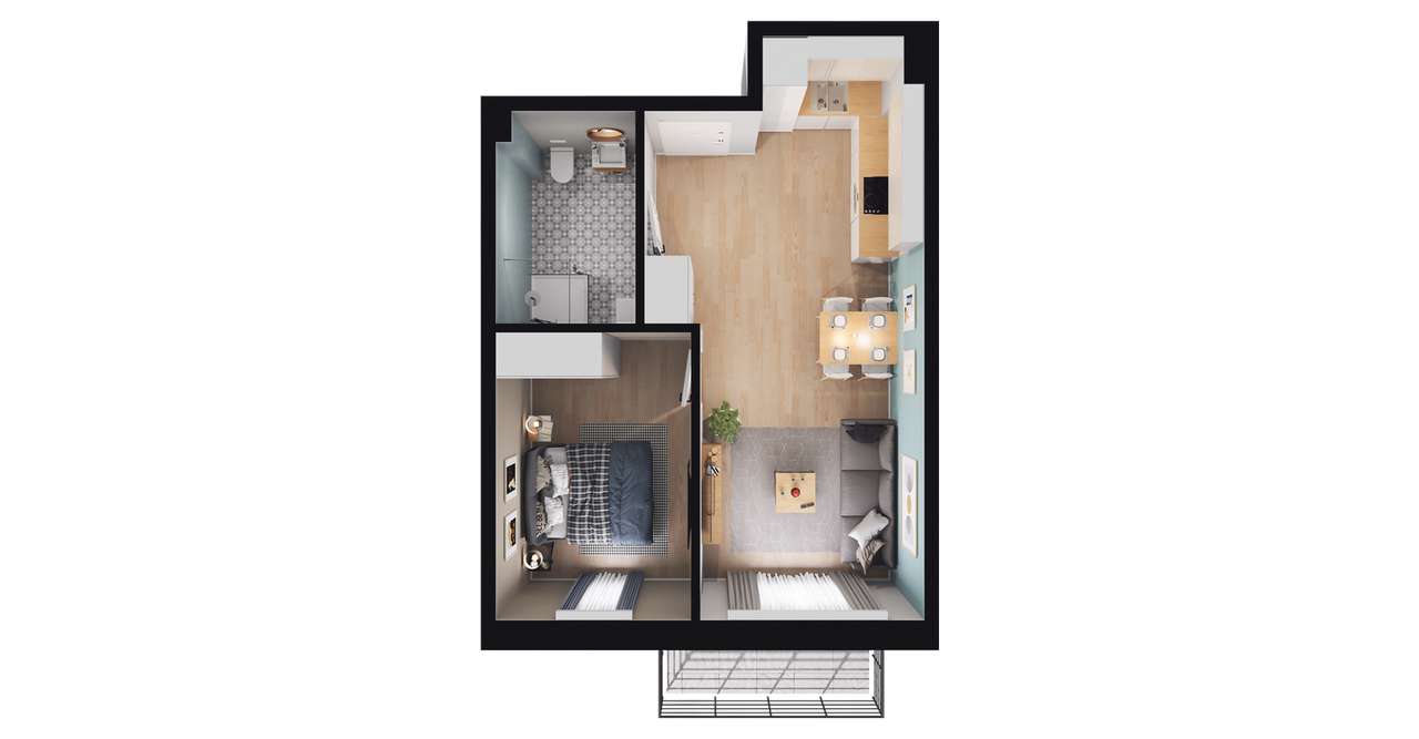 2-pokojowe mieszkanie 37m2 Bez Pośredników - Pełny obrazek: 3/9