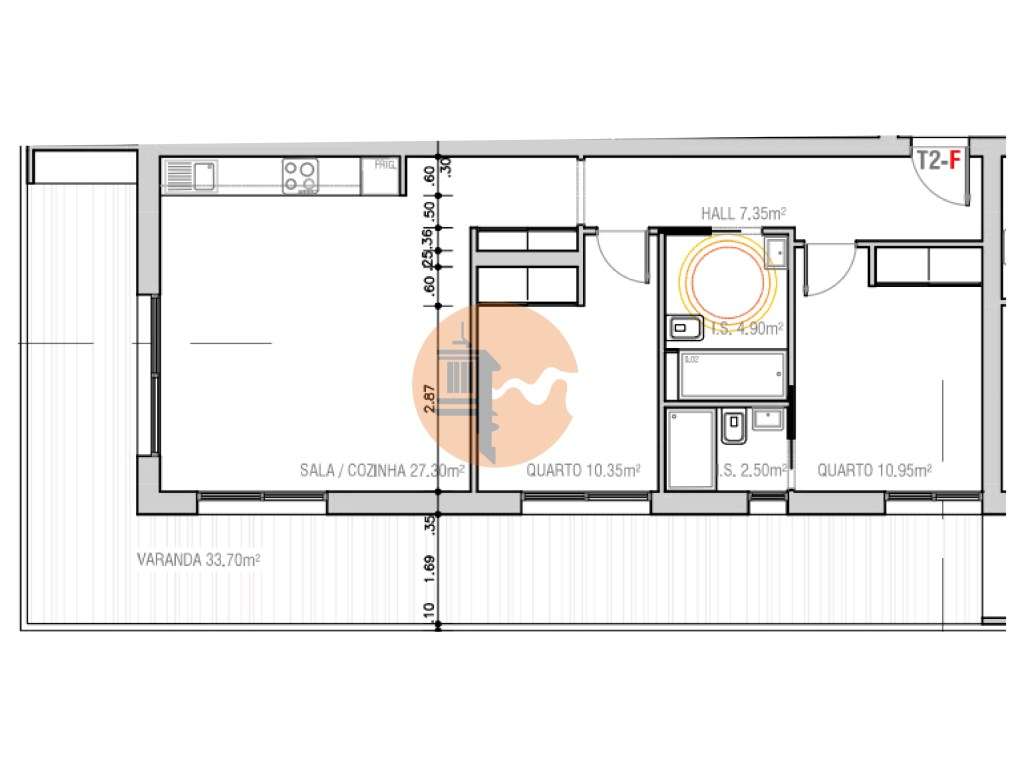 T2 em Projeto no Primeiro andar - Edifício Sudoeste - Grande imagem: 2/7