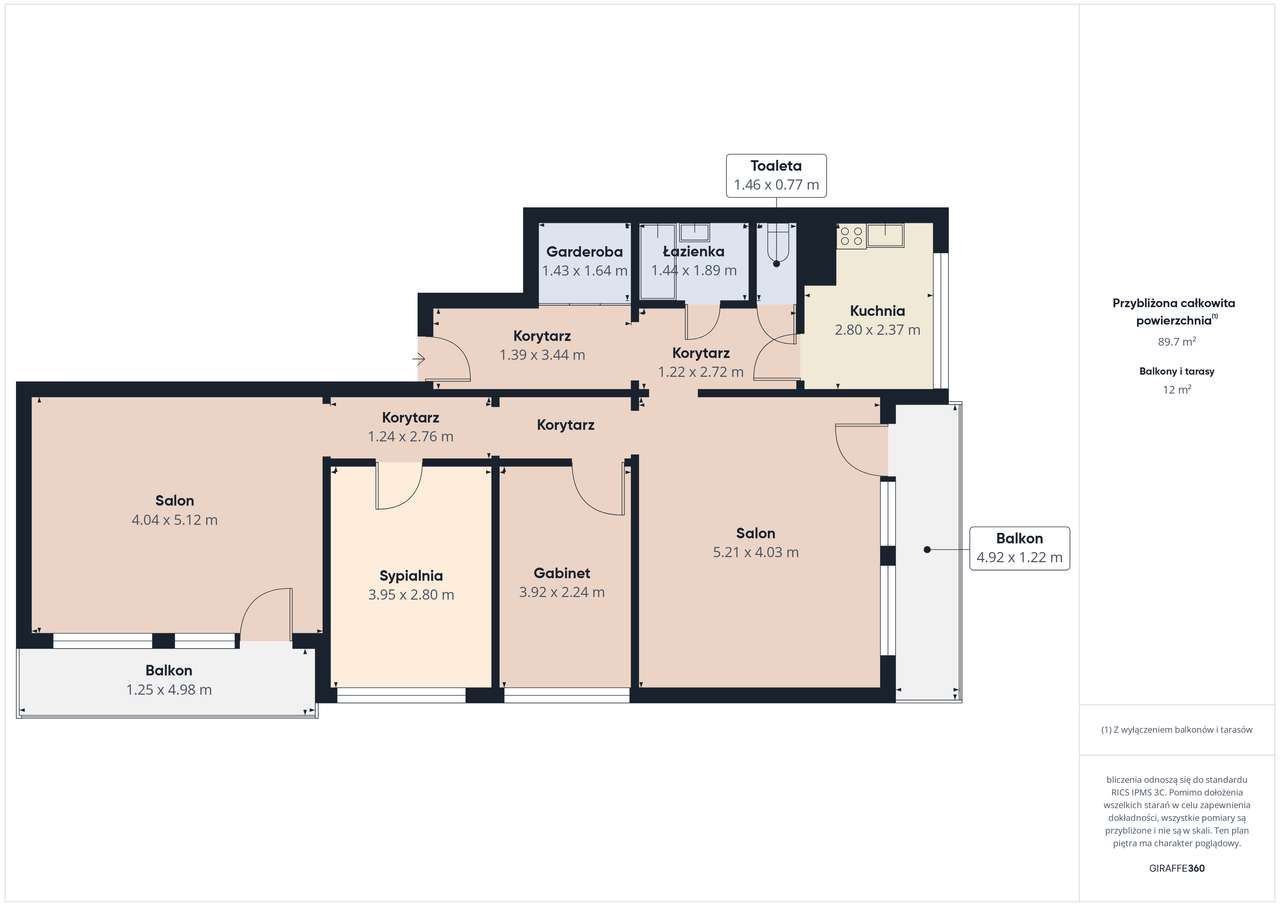 Duże Pełne Słońca Mieszkanie z 2 Balkonami - dostępny spacer wirtualny-19