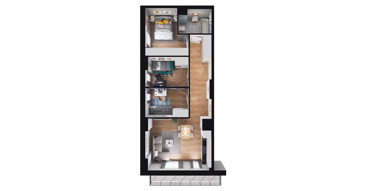 4-pokojowe mieszkanie 58m2 Bez Pośredników - Pełny obrazek: 2/8