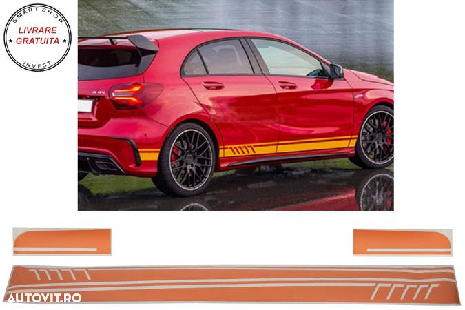 Stickere Laterale Portocaliu Mat MERCEDES Benz Coupe C238 W212 W213 E200 E300 E350- livrare gratuita - 1