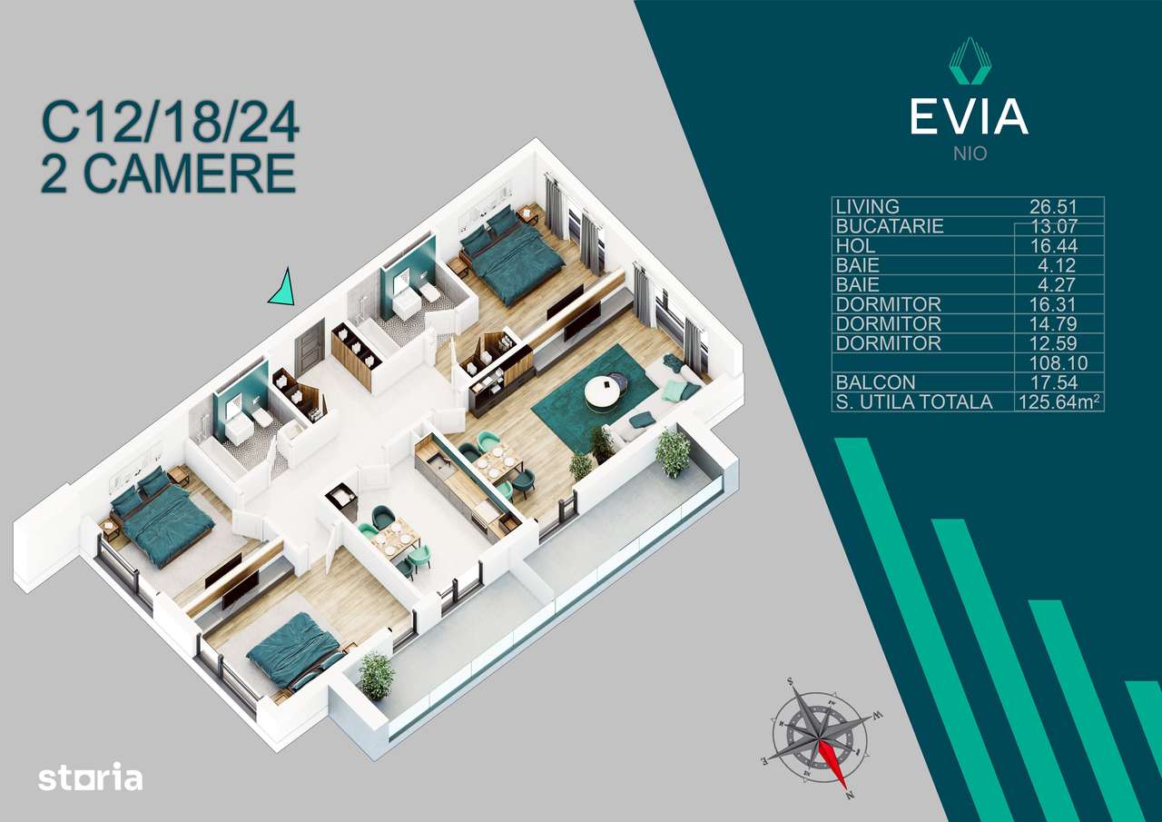 AP. 4CAM. SPATIOS - 5 MIN. SCOALA BRAUNER,METROU N TECLU /  EVIA! - Imagine principală: 3/7
