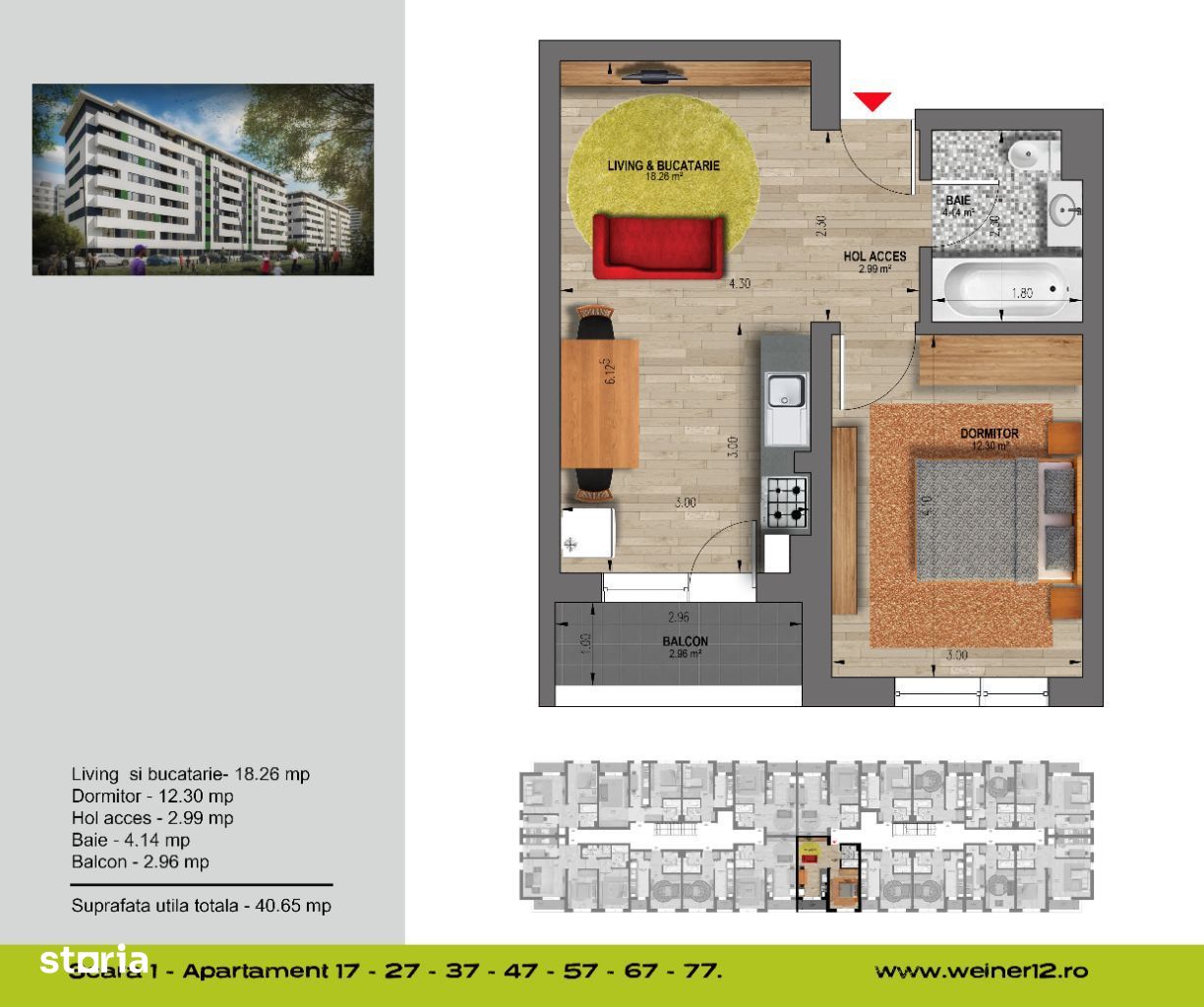 Garsoniera noua decomandata Militari 29900 euro