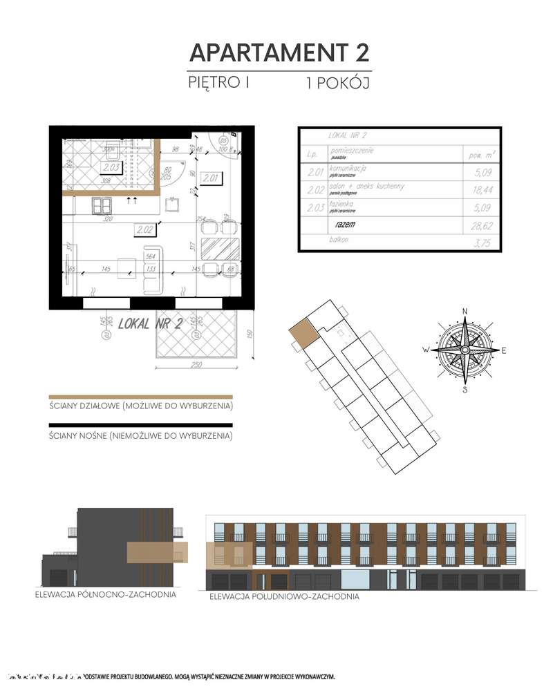 1-pokojowe mieszkanie 28m2 + balkon Bezpośrednio - Pełny obrazek: 2/6