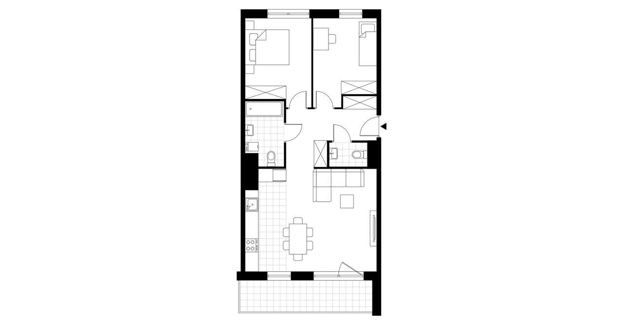 3-pokojowe mieszkanie 64m2 + loggia - Pełny obrazek: 3/8