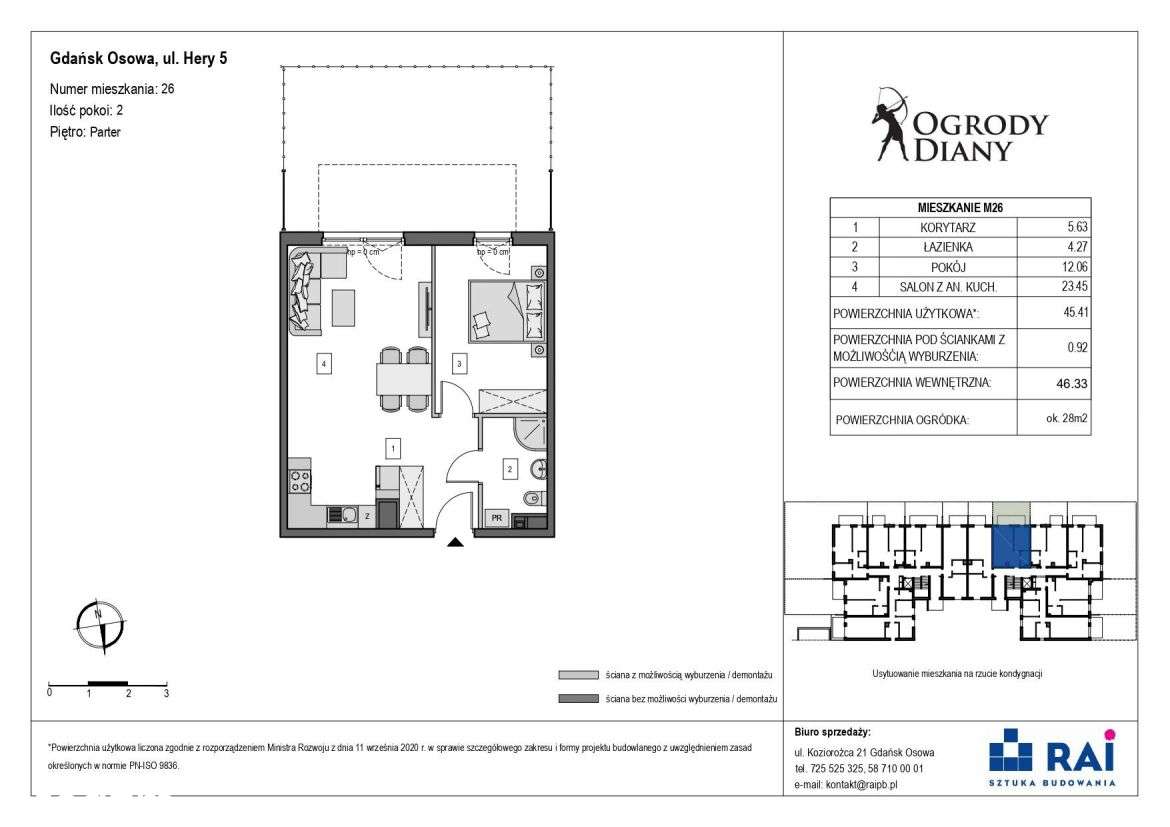 Nowość! Gdańsk Osowa ul. Hery 5 - 2 pokoje | M26 - Pełny obrazek: 1/6