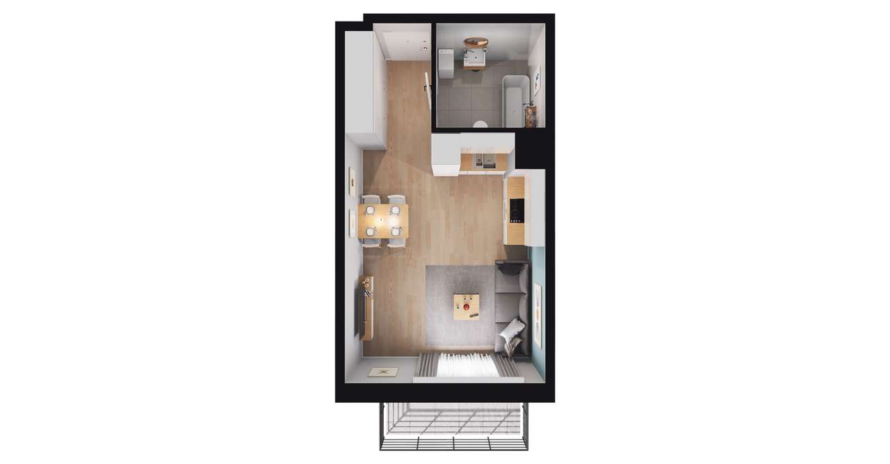 1-pokojowe mieszkanie 30m2 + balkon Bez Prowizji - Pełny obrazek: 3/9