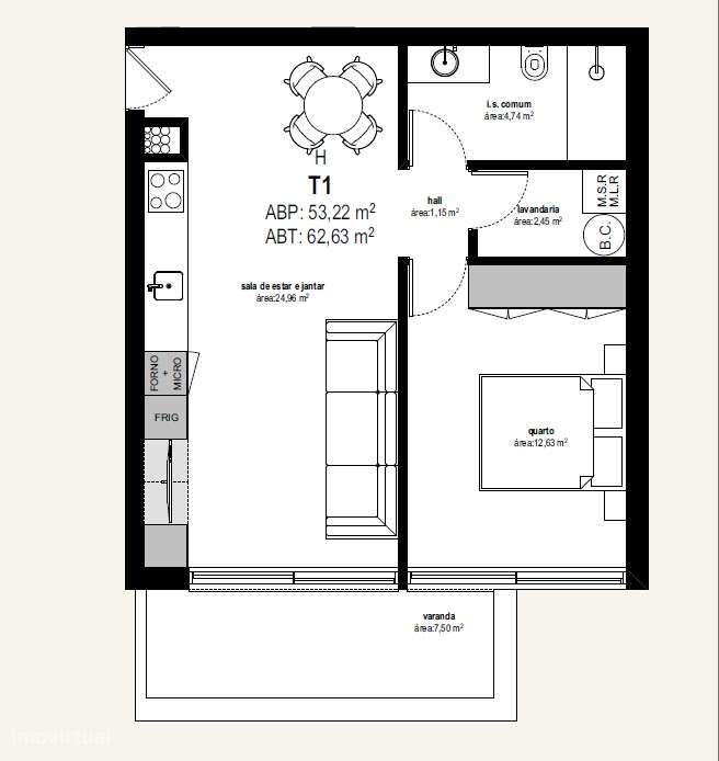 Apartamento T1 NOVO 2ª linha-4