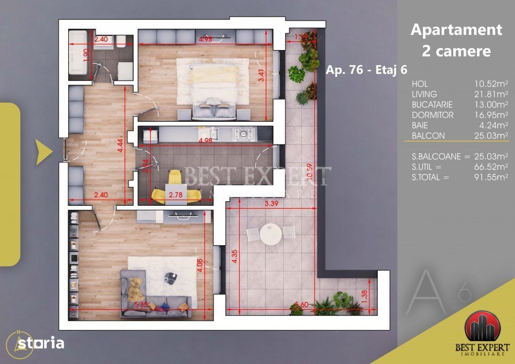 Titan Theodor Pallady Apartament 2 camere cu terasa 25 mp Loc de parca
