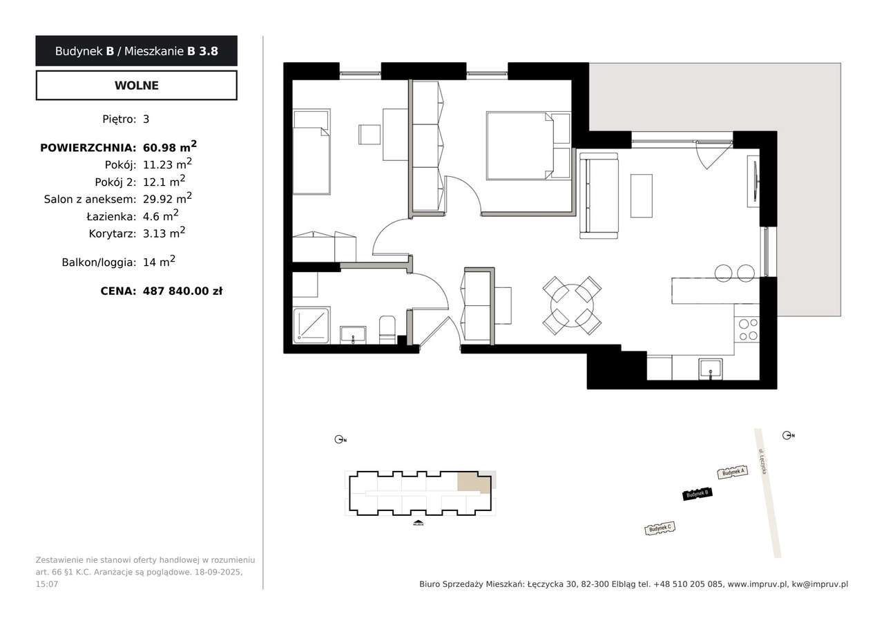 Osiedle Kameralne | mieszkanie 3-pok. | B 3.8 - Pełny obrazek: 2/7
