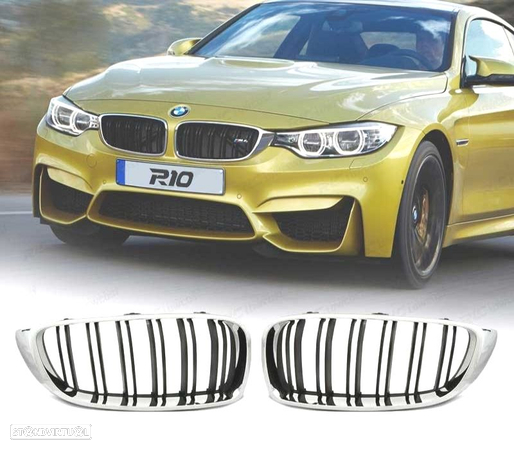 GRELHAS PARA BMW F32 F33 F36 13-18 M4 LOOK PRETO CROMADO - 1