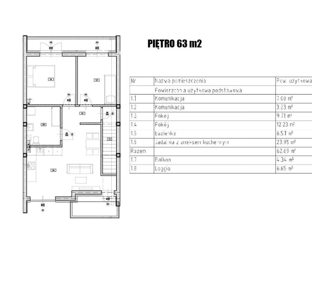 Mieszkanie w stanie deweloperskim, 3 pokoje - Pełny obrazek: 3/4