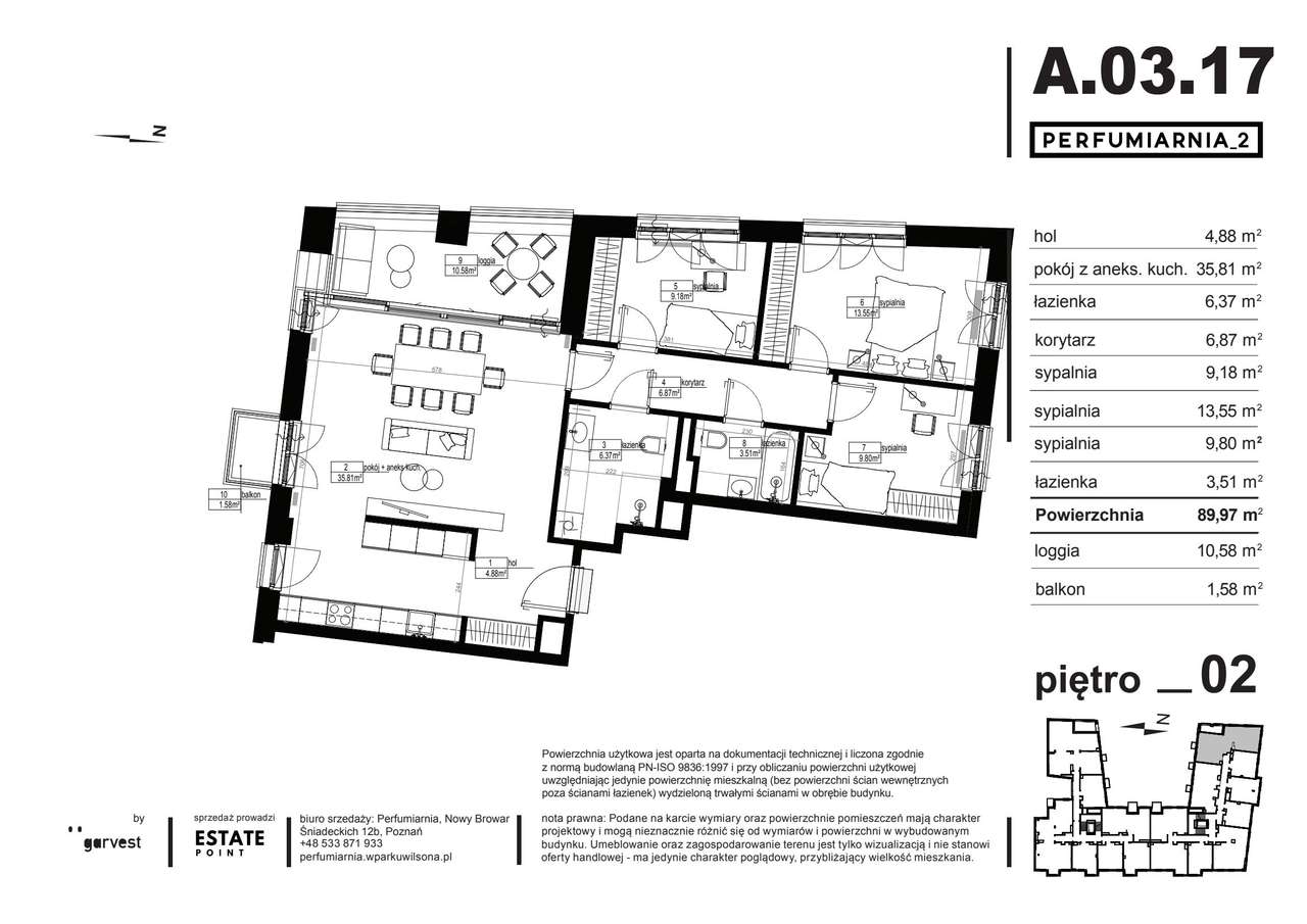 Perfumiarnia 2 | mieszkanie 89,7  m² | A.03.17 - Pełny obrazek: 2/7