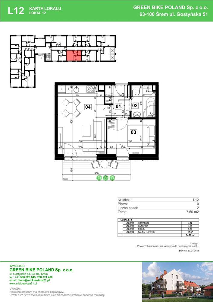 Mieszkanie L12 | 34,8 m² | 2 pok. | Cicha okolica - Pełny obrazek: 2/9