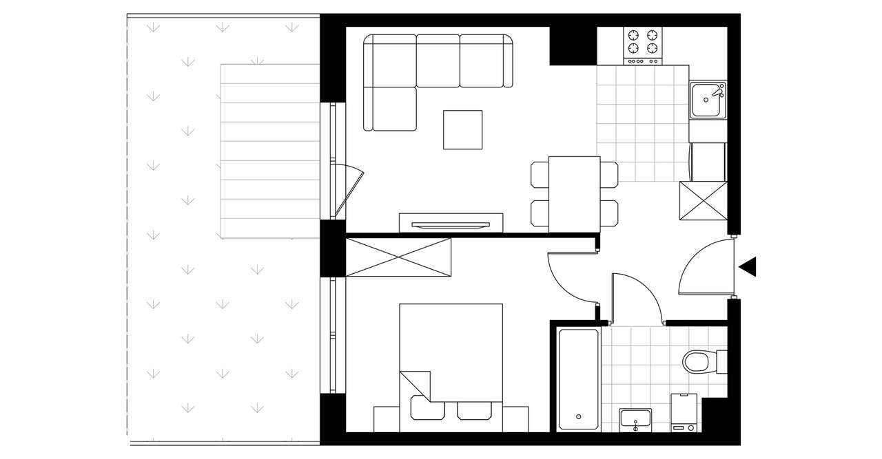 2-pokojowe mieszkanie 35m2 + ogródek Bezpośrednio - Pełny obrazek: 3/8