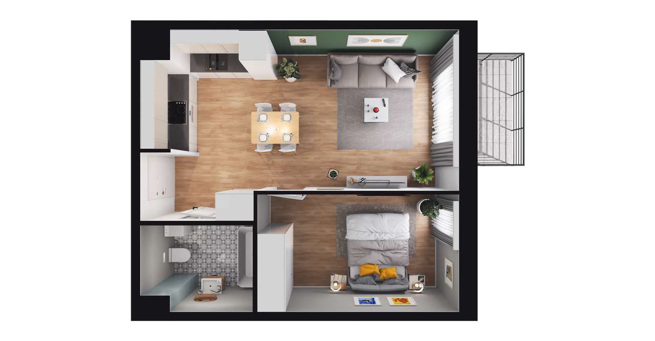 2-pokojowe mieszkanie 39m2 + balkon Bez Prowizji - Pełny obrazek: 2/8