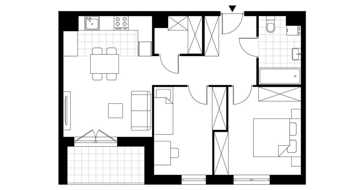 3-pokojowe mieszkanie 59m2 + loggia - Pełny obrazek: 3/8