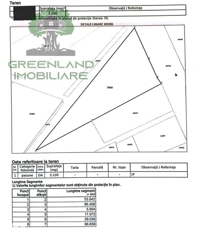 TEREN INTRAVILAN plat, 3100 mp cu 51,6 m deschidere la asfalt, TOMESTI - Imagine principală: 2/6