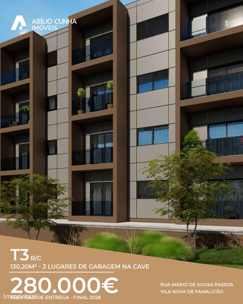 T3 Novo com Garagem Dupla | 130,20 m² | Entrega Final 2026 | Famalicão-0