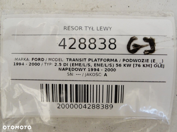 RESOR TYŁ LEWY FORD TRANSIT Platforma / podwozie (E_ _) 1994 - 2000 2.5 DI (EME/L/S, ENE/L/S) 56 kW - 7