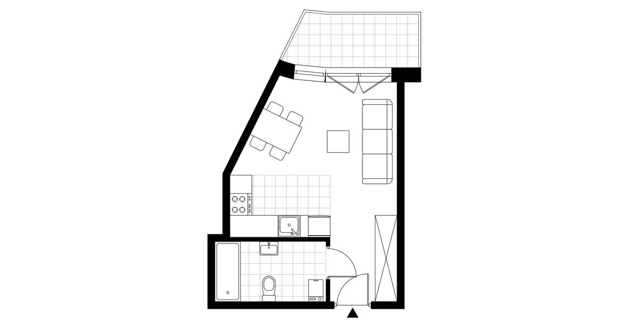 1-pokojowe mieszkanie 26m2 + balkon - Pełny obrazek: 3/8