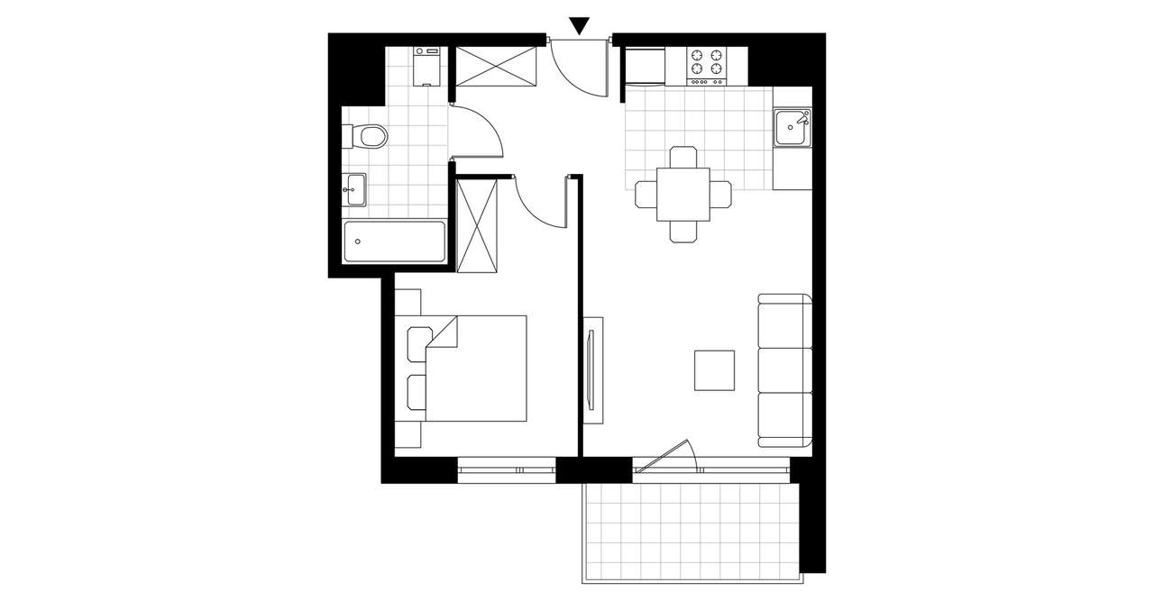 2-pokojowe mieszkanie 41m2 + balkon - Pełny obrazek: 3/8