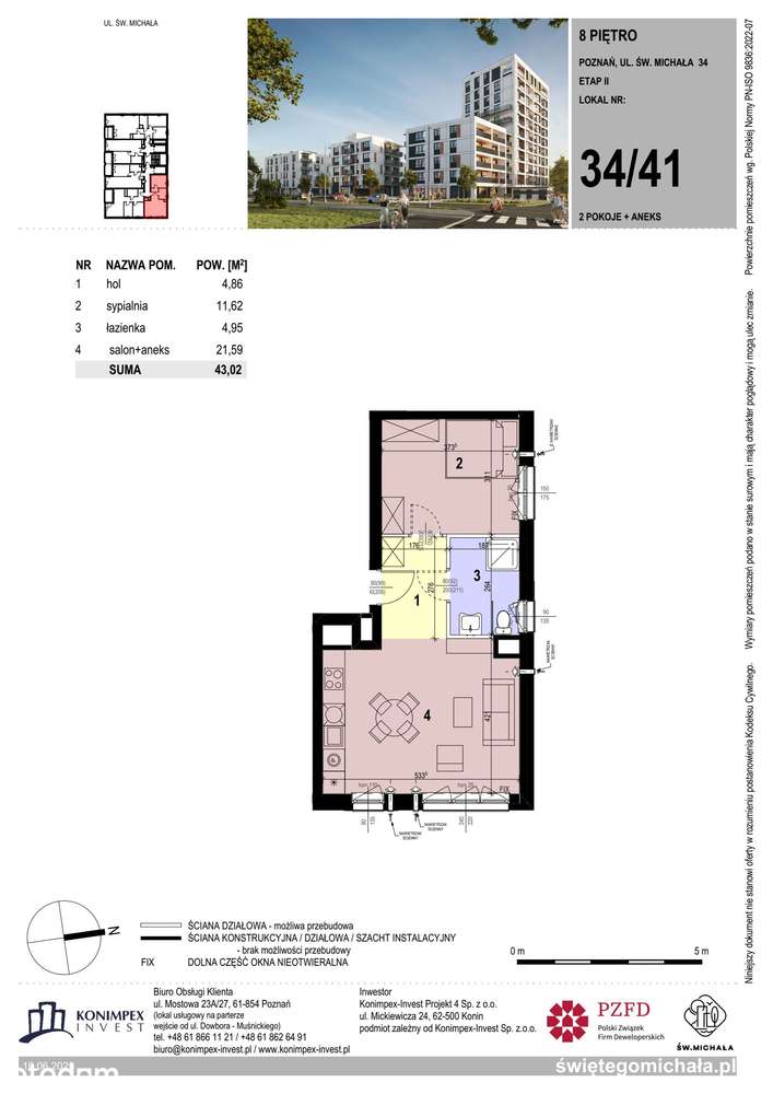 2-pokojowe mieszkanie 43m2 Bezpośrednio - Pełny obrazek: 2/9
