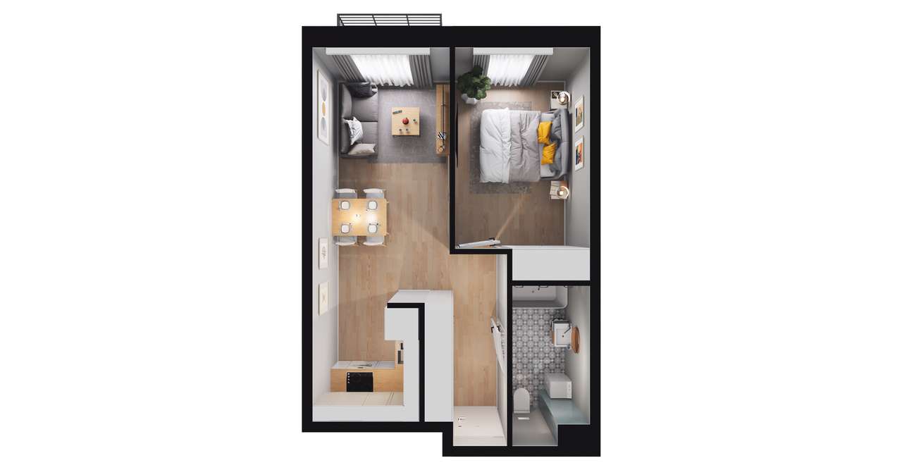 2-pokojowe mieszkanie 39m2 + balkon - Pełny obrazek: 3/9