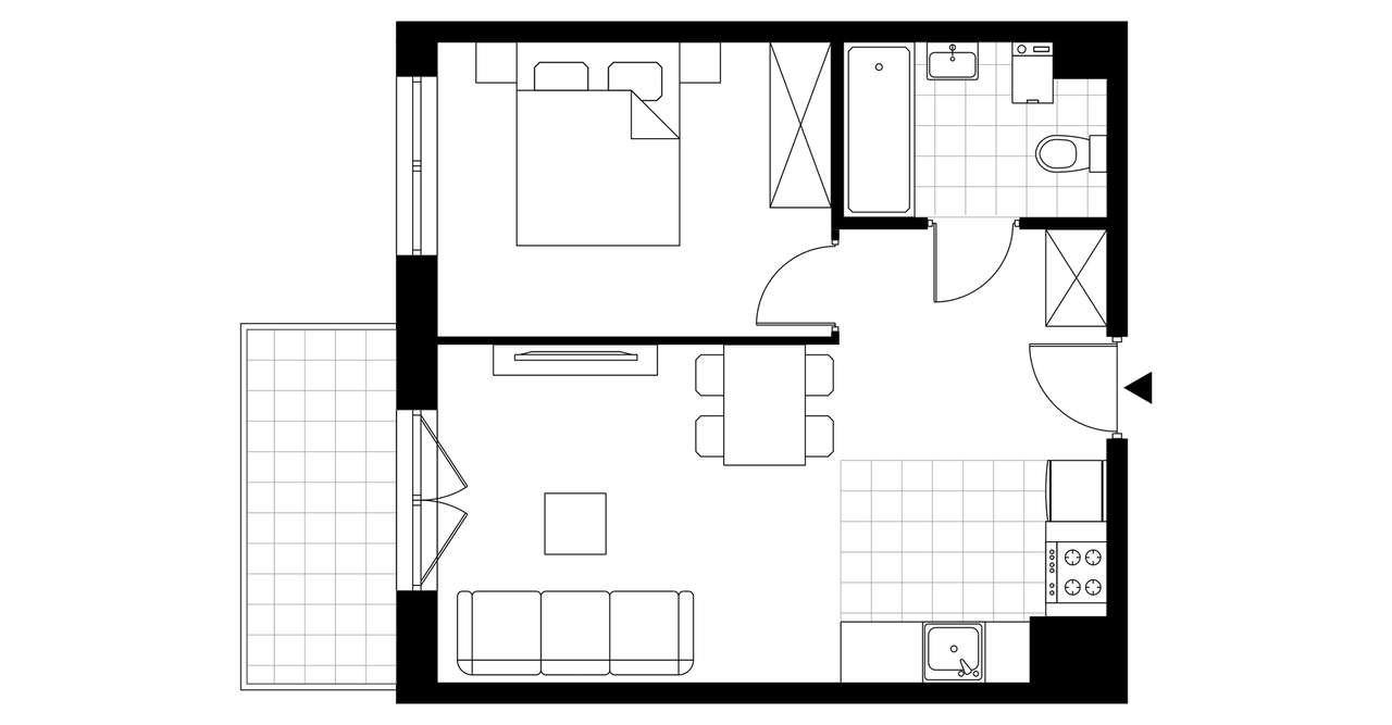 2-pokojowe mieszkanie 39m2 + balkon Bezpośrednio - Pełny obrazek: 3/8