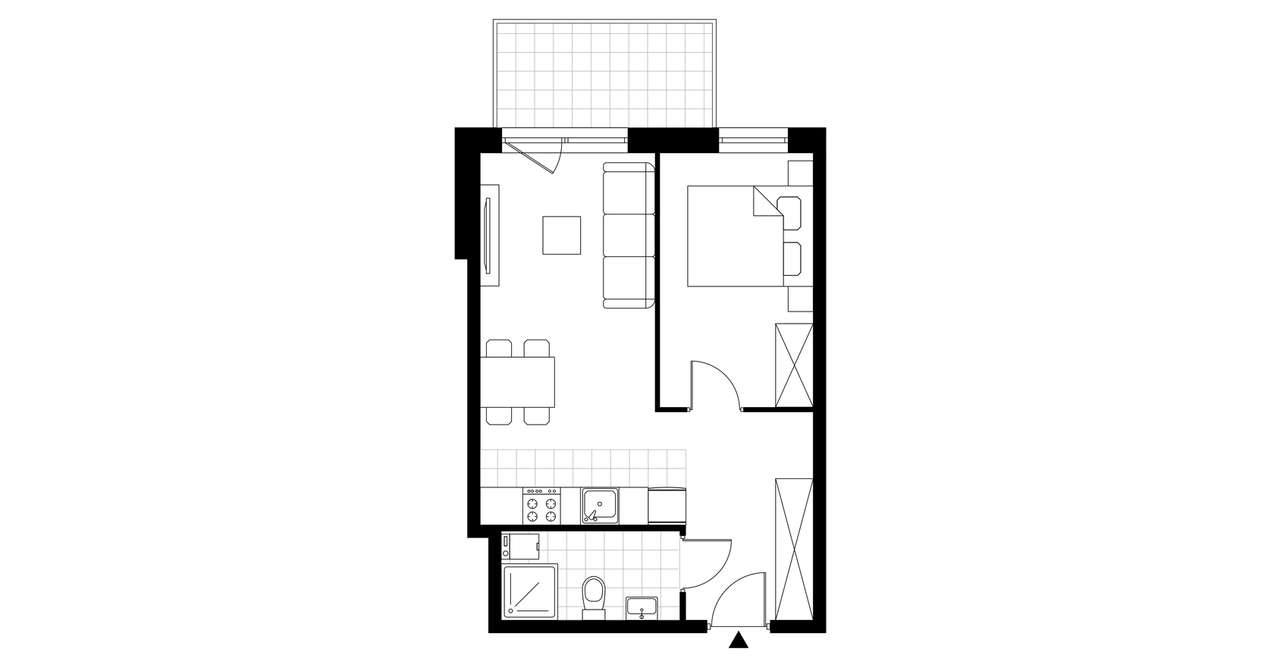 2-pokojowy apartament inwestycyjny 39m2 + balkon - Pełny obrazek: 3/8
