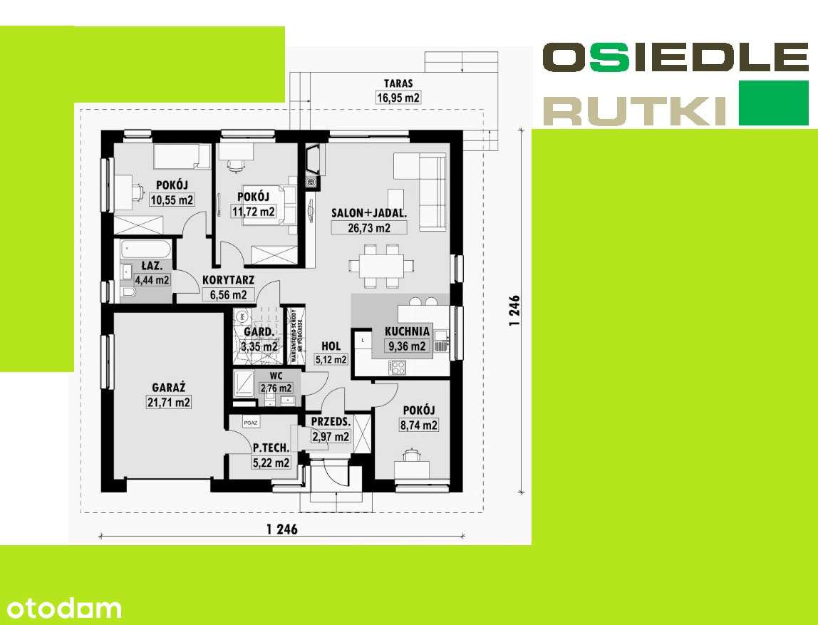 DOMY stan deweloperski 119m2 lub z PODDASZEM 182m2 - Pełny obrazek: 2/10