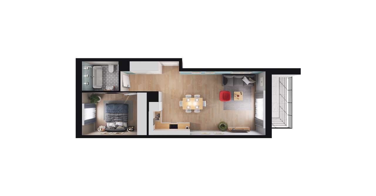 2-pokojowe mieszkanie 48m2 + balkon Bez Prowizji - Pełny obrazek: 3/6