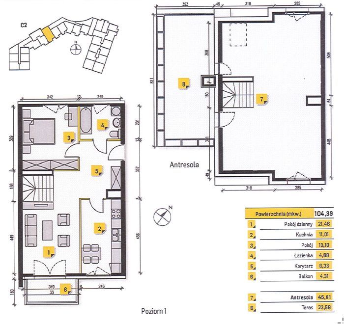 Biuro z mieszkaniem-dwupoziomowe 105m2+ 3x parking