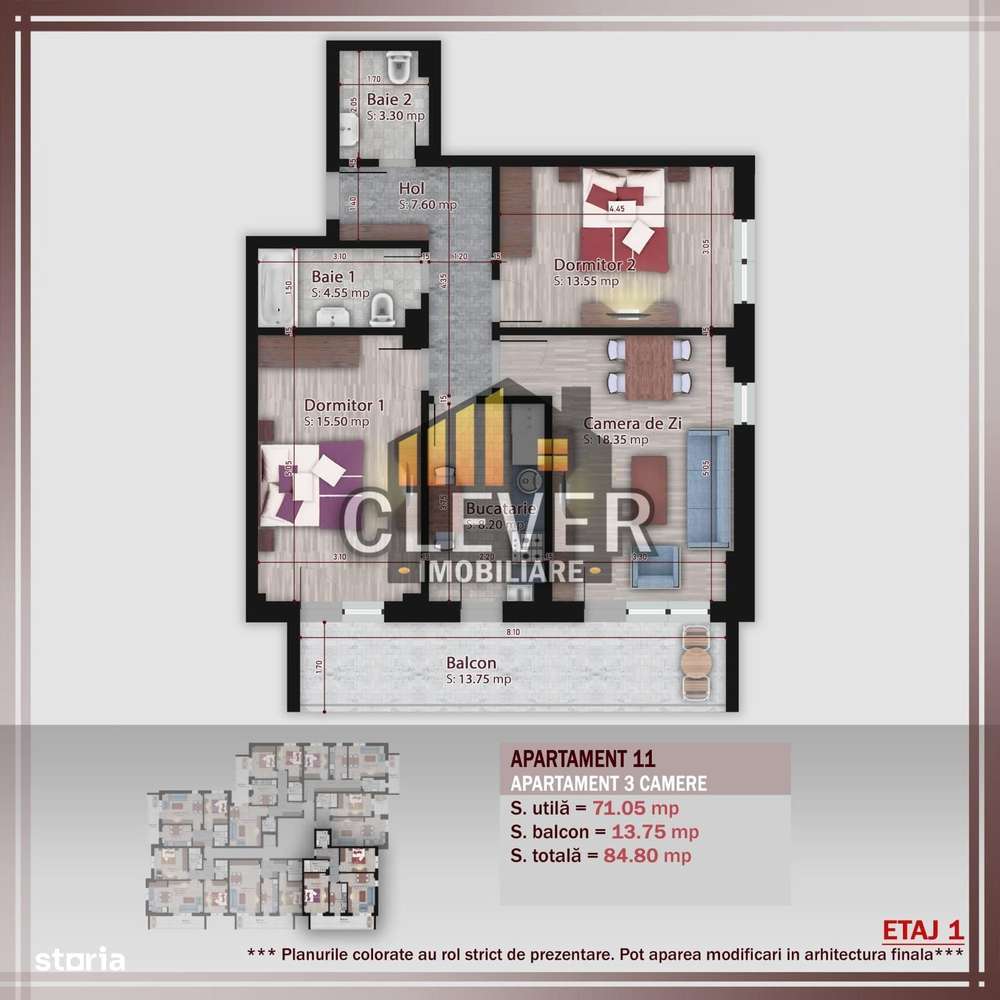 Apartament 3 camere-Comision 0% Metrou Teclu - Pallady