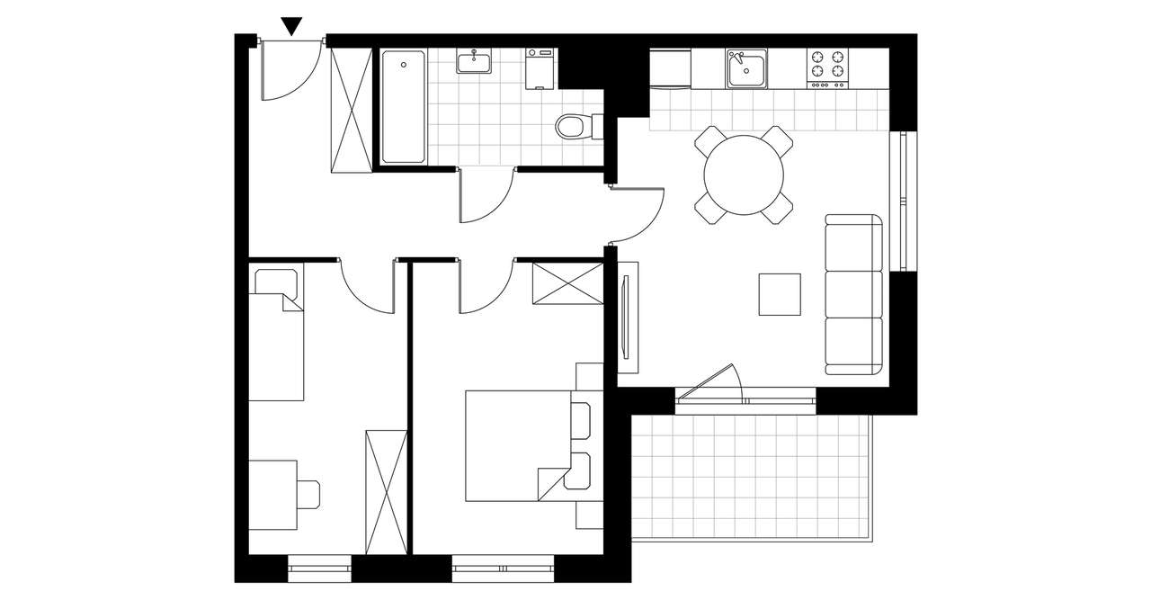 3-pokojowe mieszkanie 56m2 + balkon - Pełny obrazek: 3/5