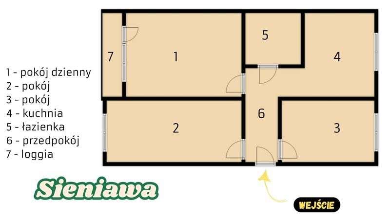 Trzypokojowe mieszkanie w Sieniawie-12