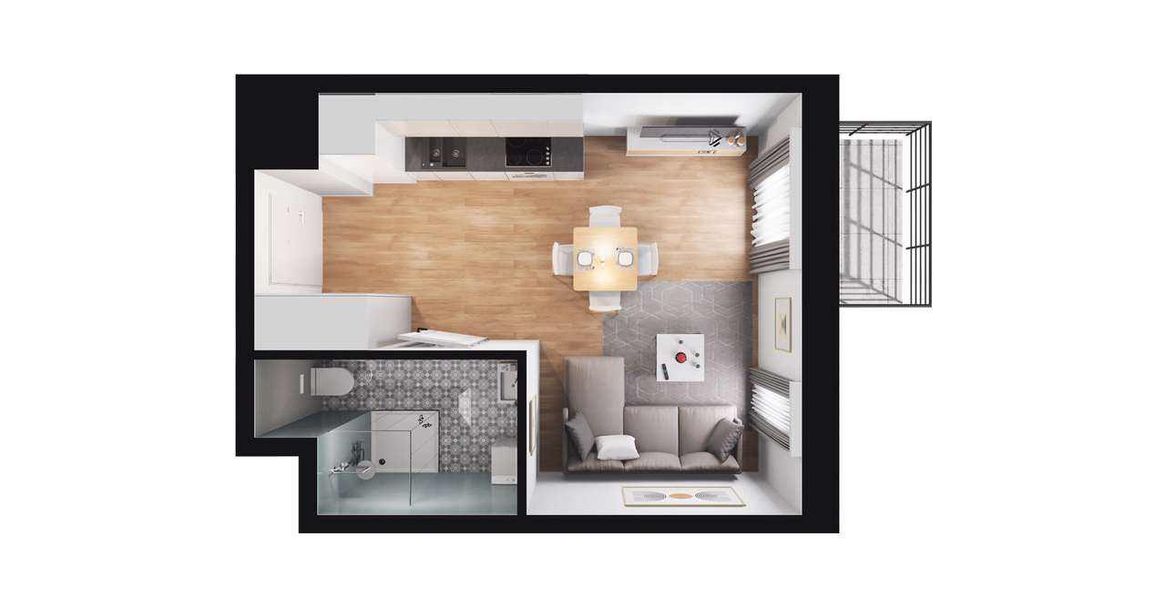 1-pokojowe mieszkanie 25m2 + balkon Bezpośrednio - Pełny obrazek: 3/9