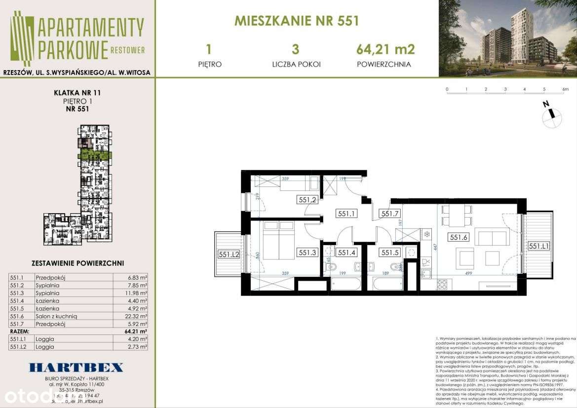 Apartamenty Parkowe | mieszkanie 3-pok. | 551 - Pełny obrazek: 2/7
