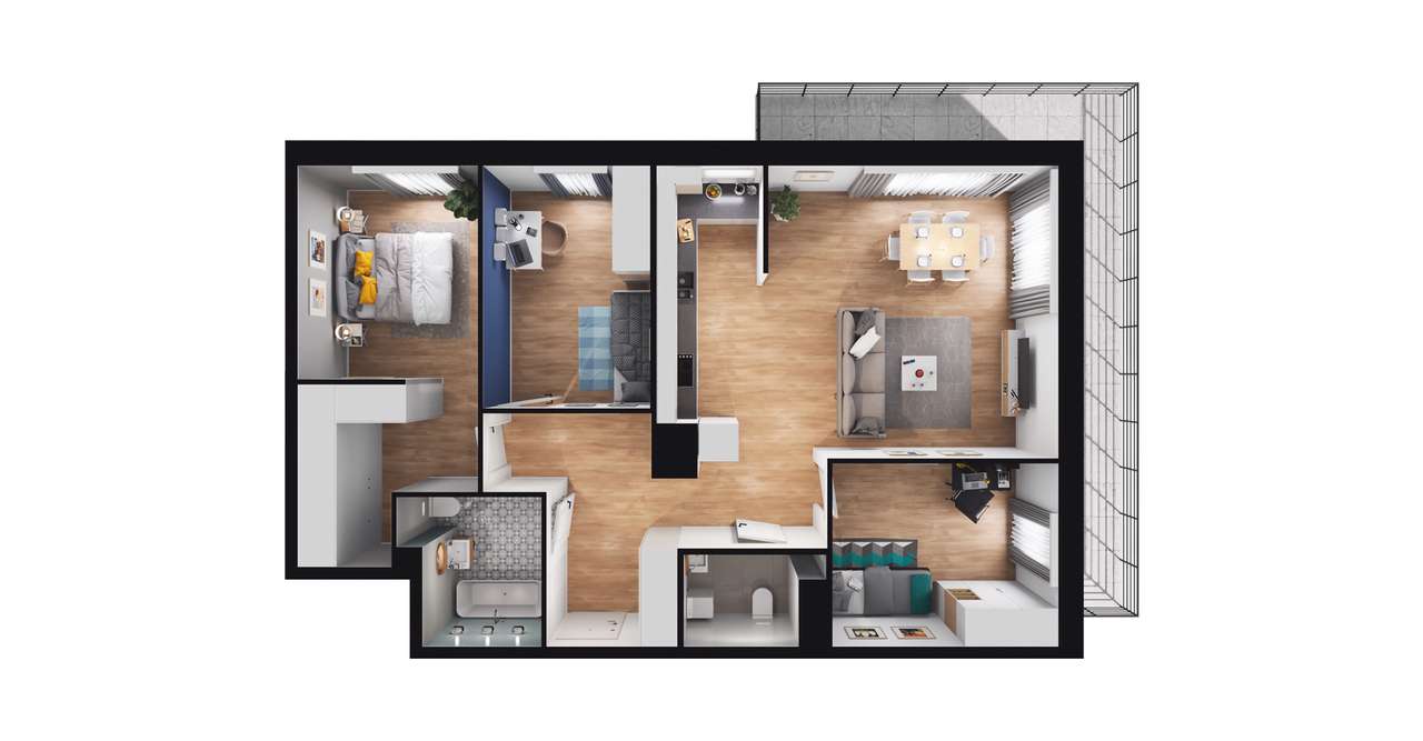 4-pokojowe mieszkanie 78m2 + balkon Bezpośrednio - Pełny obrazek: 2/8