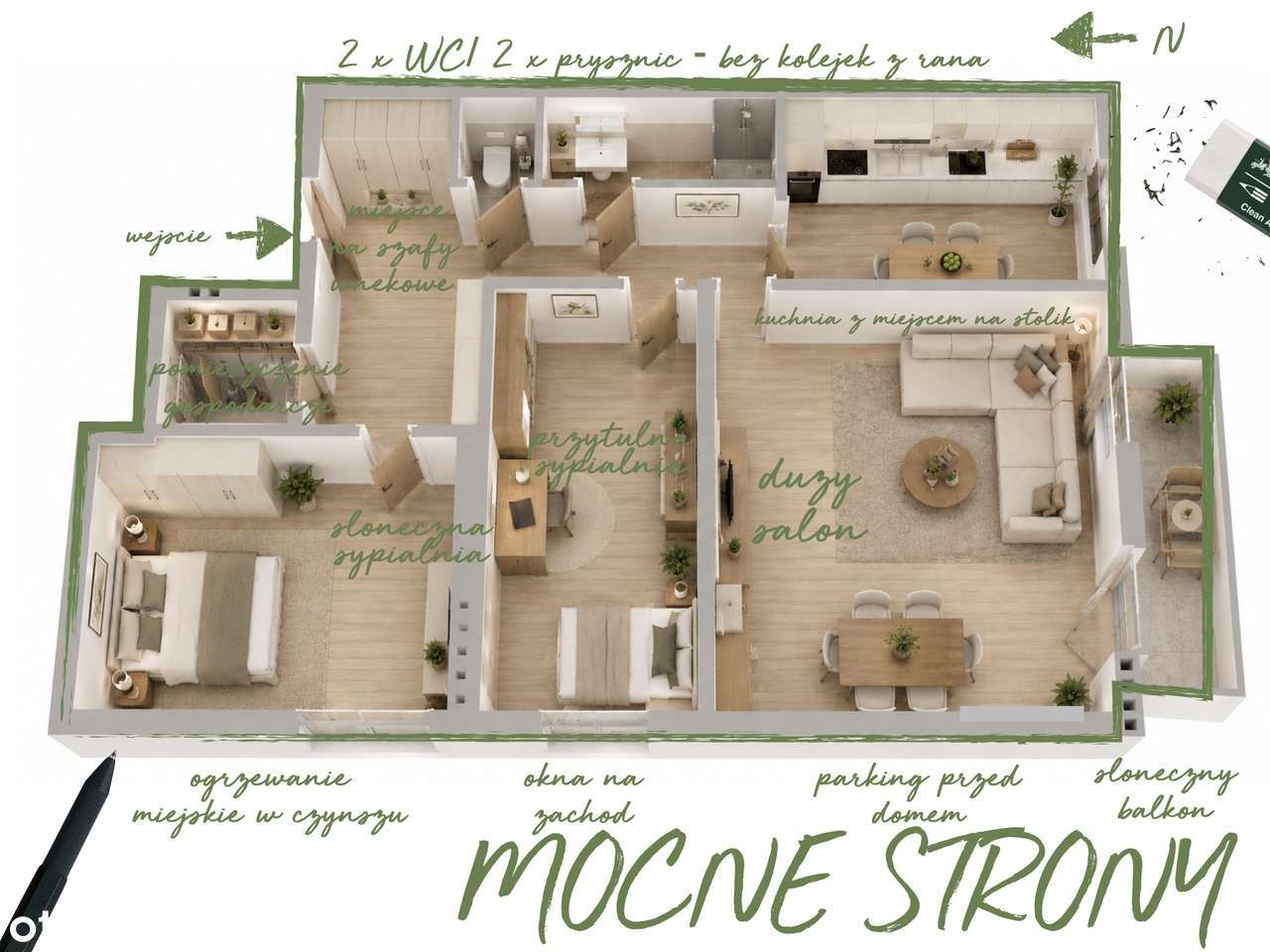 Prywatnie: 84 m² | 3 pokoje | 2 łaz. | balkon | ciche, słoneczne – pohled 6
