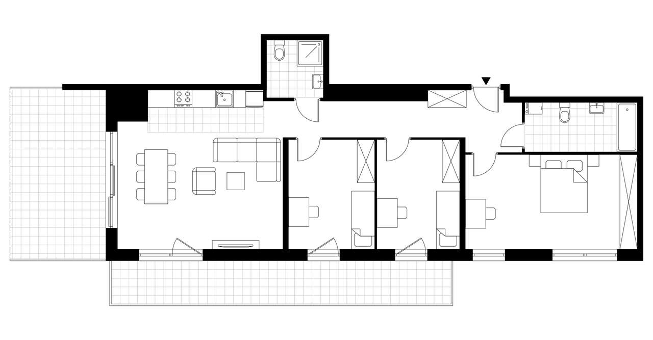 4-pokojowe mieszkanie 91m2 + 2 tarasy Bezpośrednio - Pełny obrazek: 3/8
