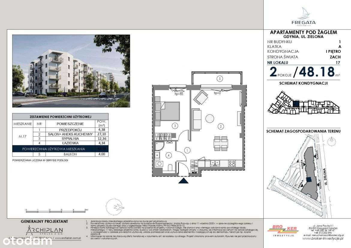 2-pokojowe mieszkanie 48m2 + balkon - Pełny obrazek: 2/5